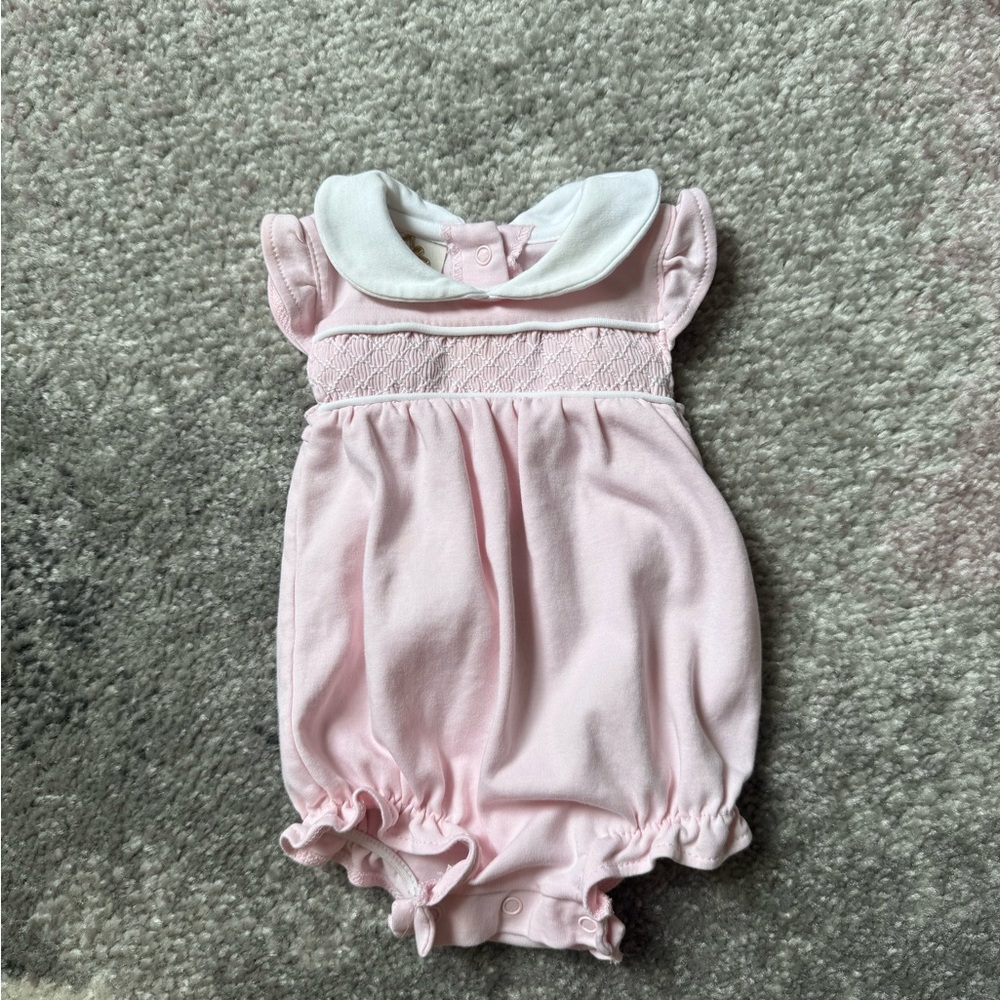 The Beaufort Bonnet Company Pink and White Baby Outfit